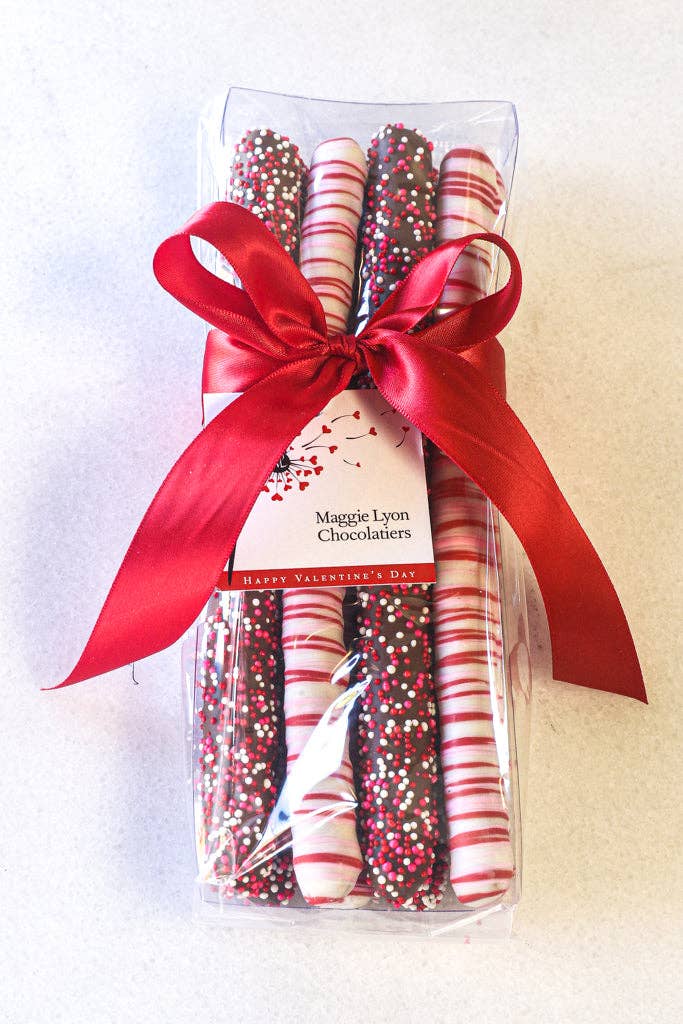 Valentine's Milk & White Chocolate Covered Pretzel Rods