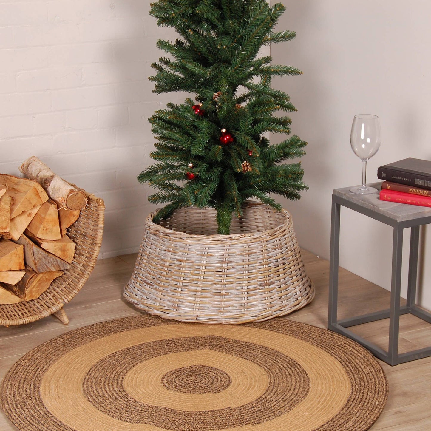 Whitewash Rattan Tree Skirt